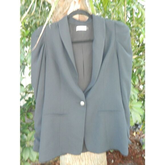 Ramy Brook Blazer Size 4 Black Puff Sleeve Fully Lined‎ Long Line Blazer - Picture 9 of 16